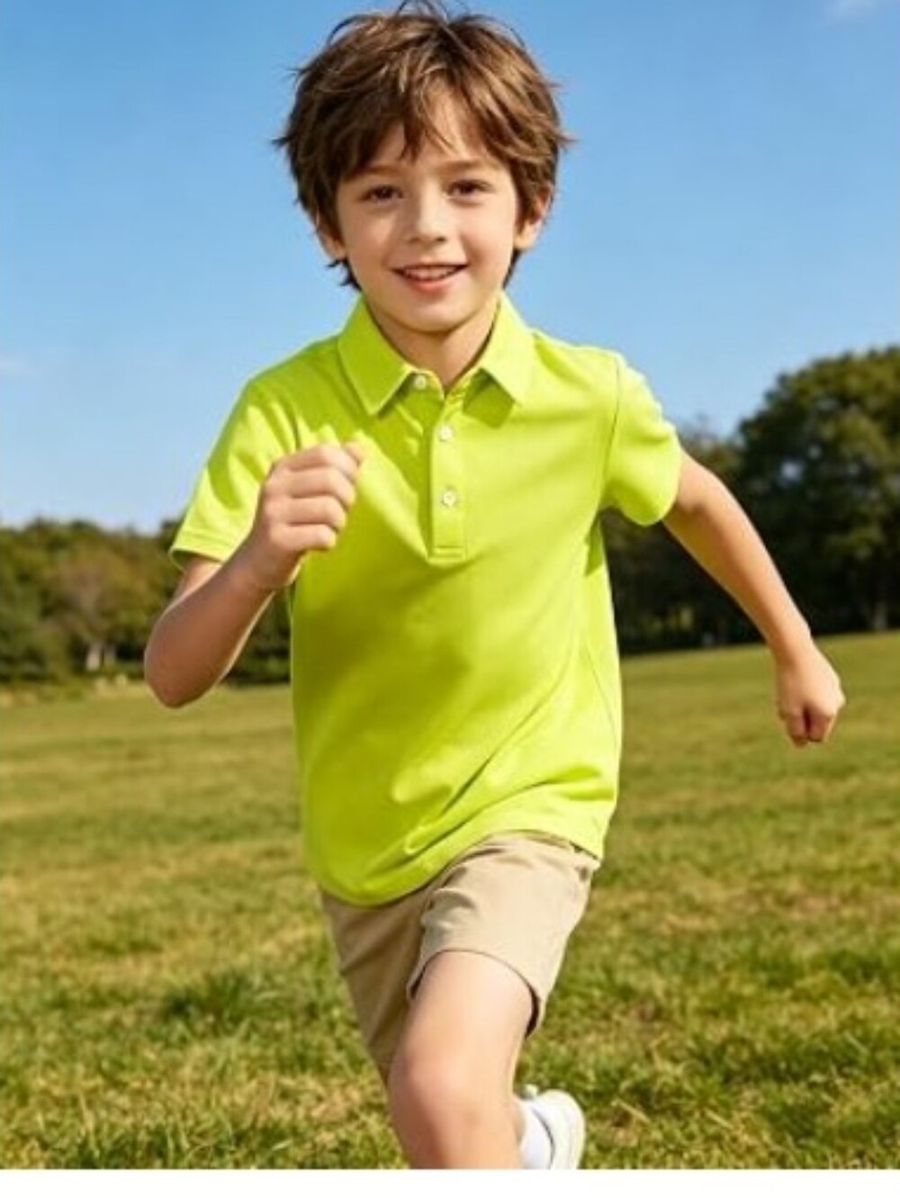 Boys Performance Polo Dry Fit Short Sleeve School Uniform Neon Green